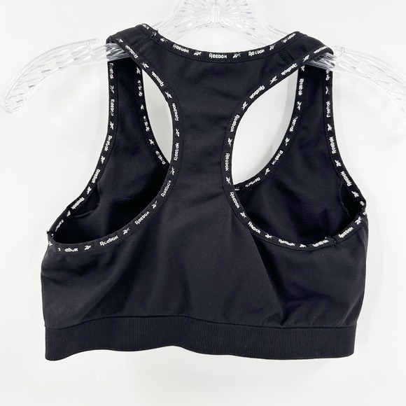 Reebok Black & White Alpha Seamless Racerback Logo Sports Bra Size Large - Picture 2 of 7
